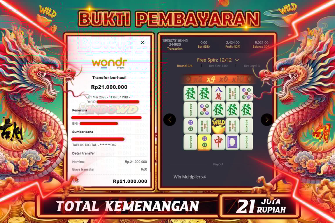 INDOWD JACKPOT SLOT MAHJONG WAYS 2 Rp21.000.000,- LUNAS