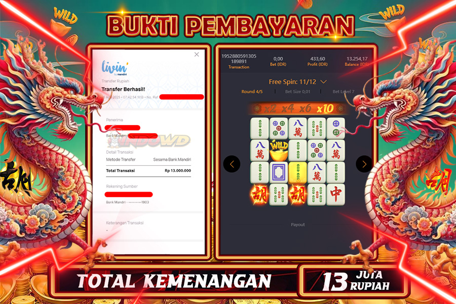 INDOWD JACKPOT SLOT MAHJONG WAYS 2 Rp13.000.000,- LUNAS
