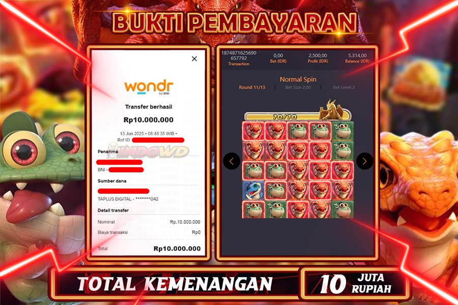 INDOWD JACKPOT SLOT DRAGON HATCH Rp10.000.000,- LUNAS