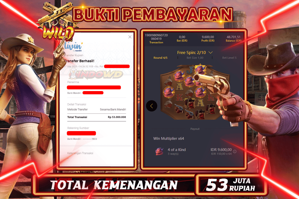 INDOWD JACKPOT SLOT WILD BOUNTY Rp.53.000.000,- LUNAS