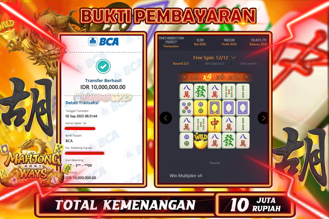 INDOWD JACKPOT SLOT MAHJONG WAYS 1 Rp10.000.000,- LUNAS