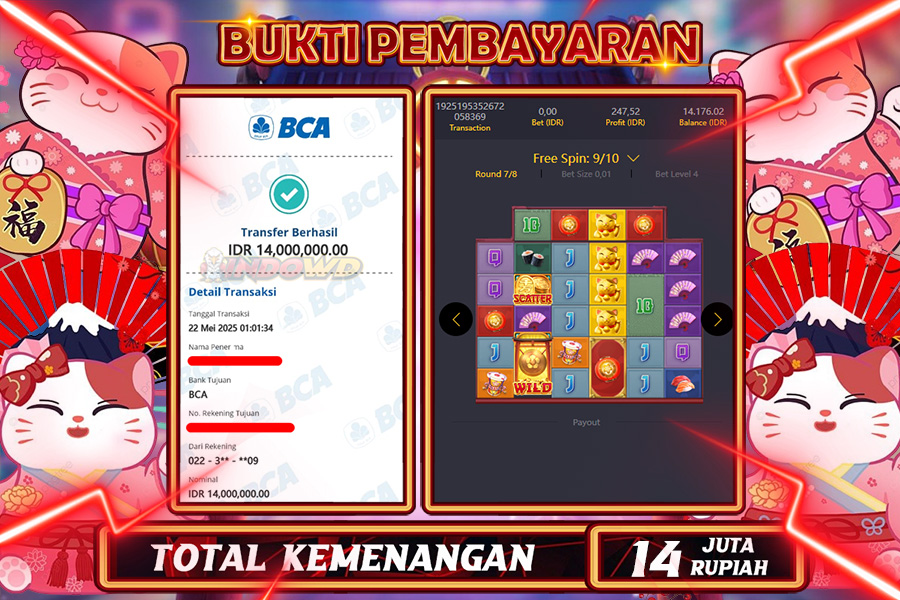 INDOWD JACKPOT SLOT LUCKY NEKO Rp14.000.000,- LUNAS