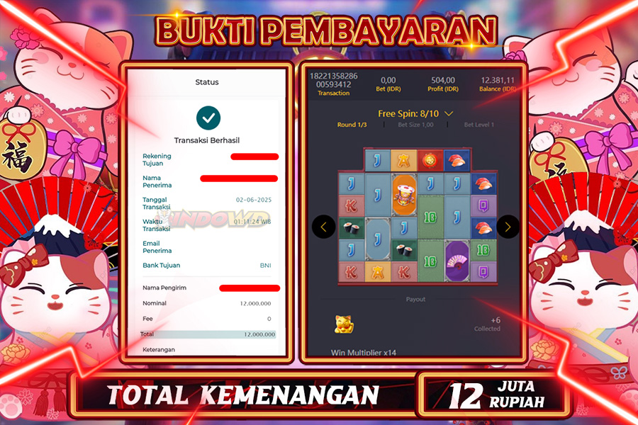 INDOWD JACKPOT SLOT LUCKY NEKO Rp12.000.000,- LUNAS