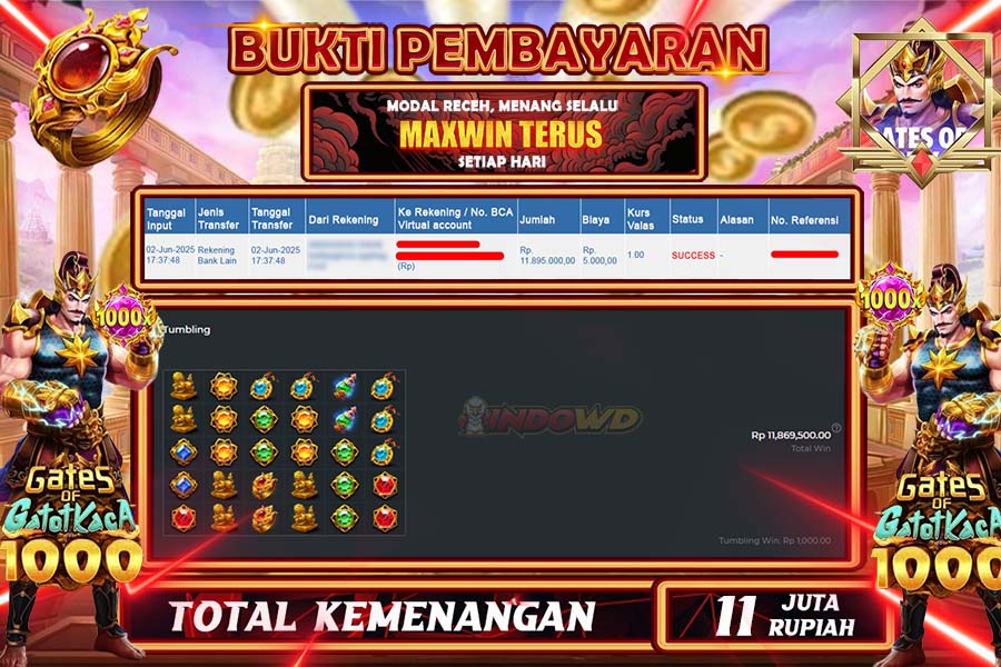 INDOWD JACKPOT SLOT GATES OF OLYMPUS 1000 Rp11.900.000,- LUNAS