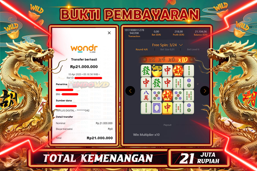 INDOWD JACKPOT SLOT MAHJONG WAYS 2 Rp21.000.000,- LUNAS