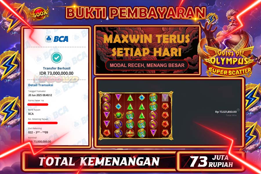 INDOWD JACKPOT SLOT GATES OF OLYMPUS 1000 Rp73.000.000,- LUNAS