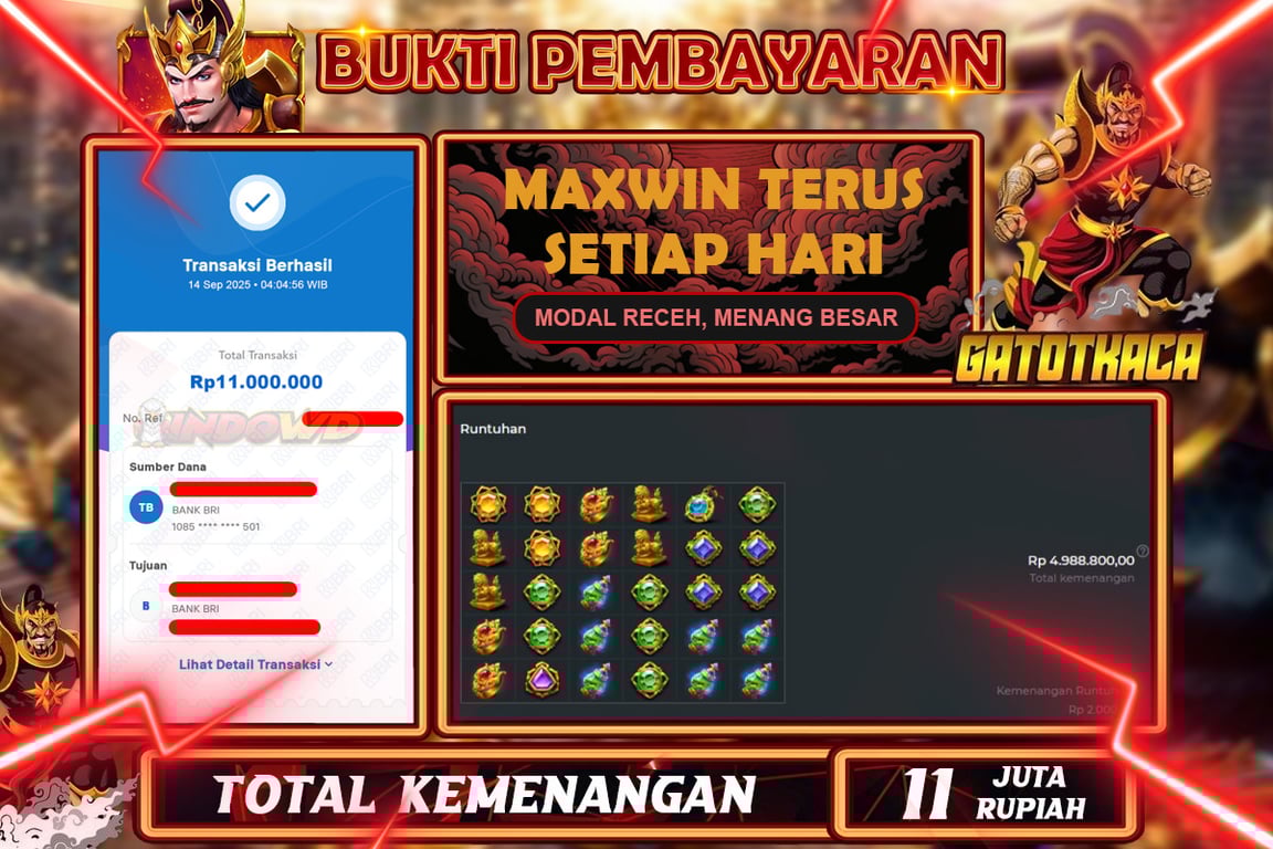 INDOWD JACKPOT SLOT GATES OF GATOTKACA 1000  Rp11.000.000,- LUNAS