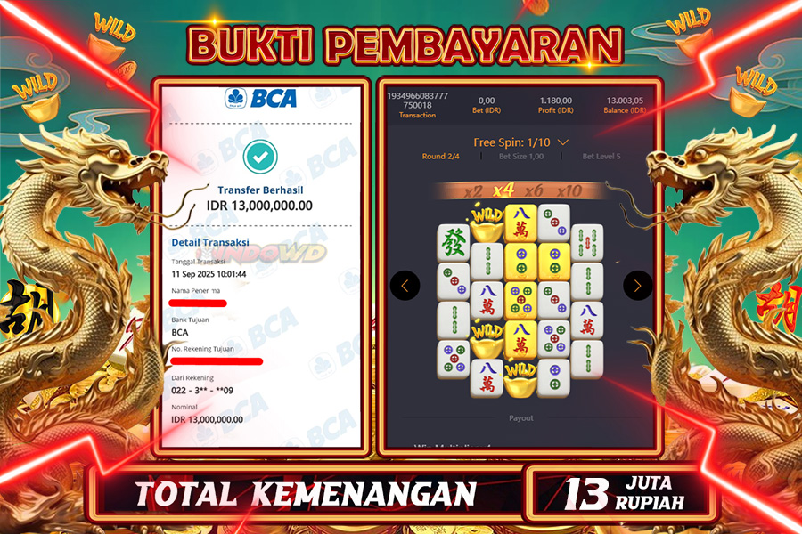 INDOWD JACKPOT SLOT MAHJONG WAYS 2 Rp13.000.000,- LUNAS