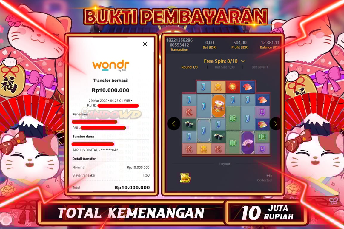 INDOWD JACKPOT SLOT LUCKY NEKO Rp10.000.000,- LUNAS
