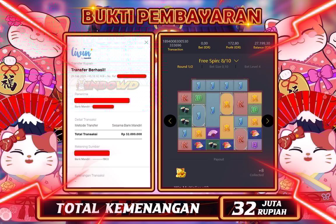 INDOWD JACKPOT SLOT LUCKY NEKO Rp32.000.000,- LUNAS