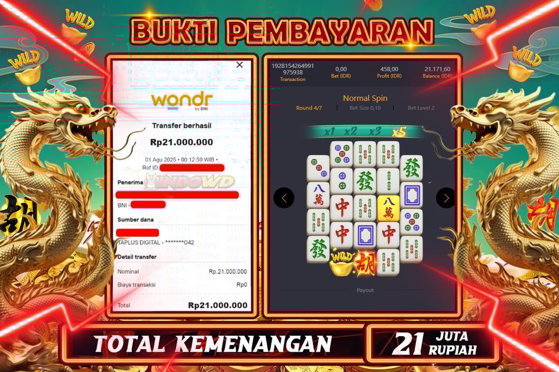 INDOWD JACKPOT SLOT MAHJONG WAYS 2 Rp21.000.000,- LUNAS