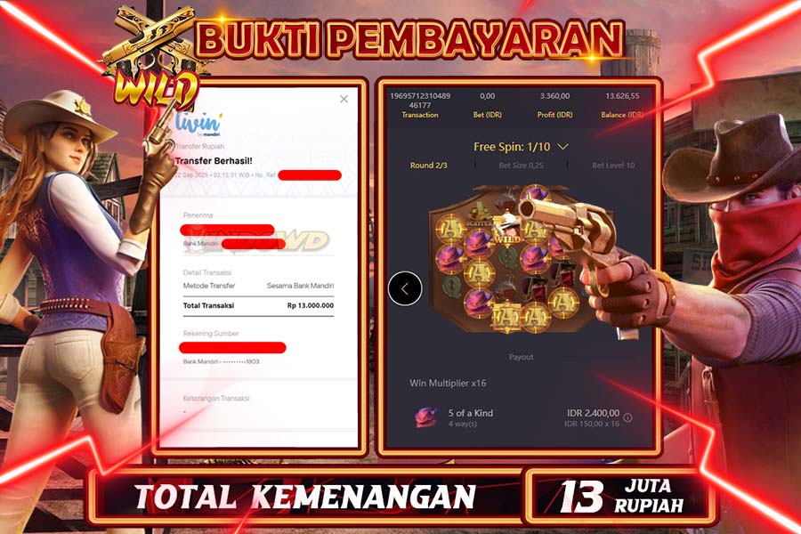INDOWD JACKPOT SLOT WILD BOUNTY Rp13.000.000,- LUNAS
