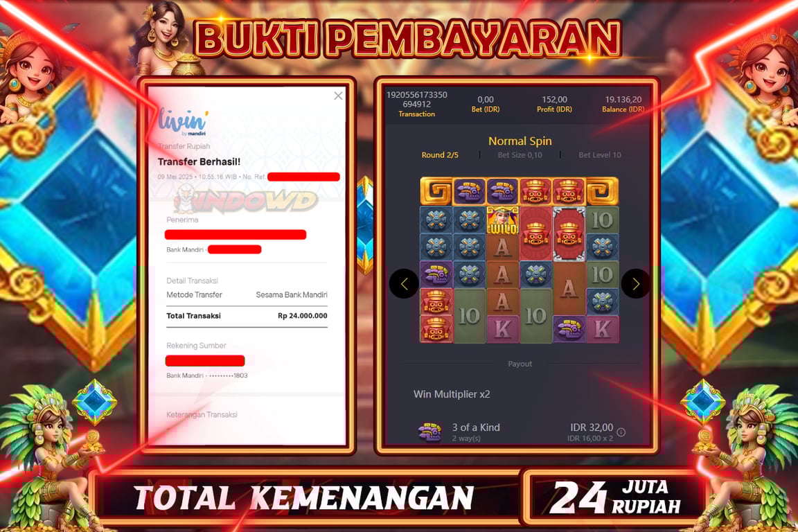INDOWD JACKPOT SLOT TREASURES OF AZTEC  Rp24.000.000,- LUNAS