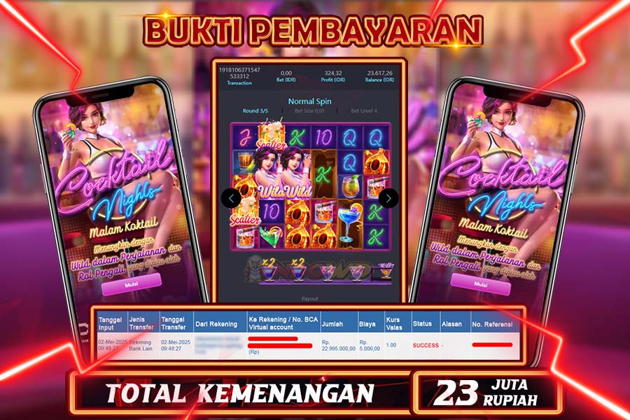 INDOWD JACKPOT SLOT COKTAIL NIGHT Rp23.000.000,- LUNAS
