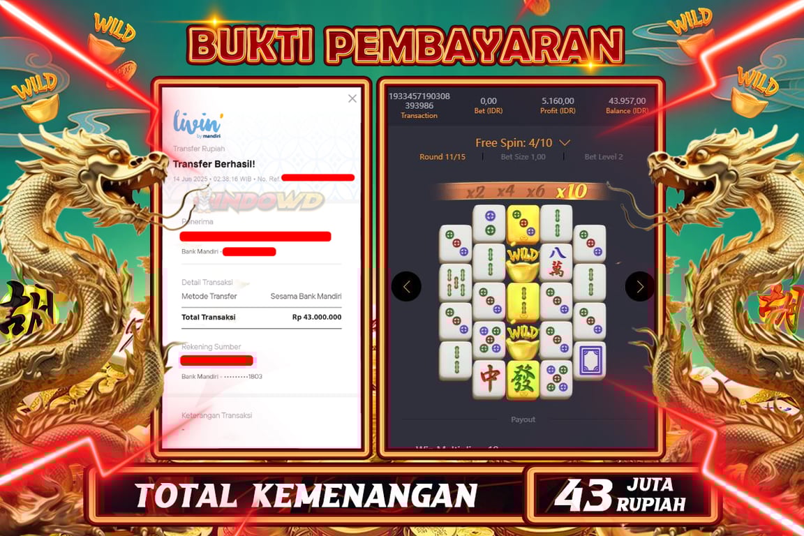 INDOWD JACKPOT SLOT MAHJONG WAYS 2 Rp43.000.000,- LUNAS