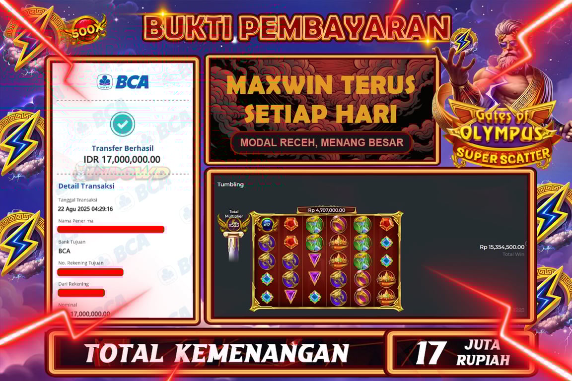 INDOWD JACKPOT SLOT GATES OF OLYMPUS SUPER Rp17.000.000,- LUNAS