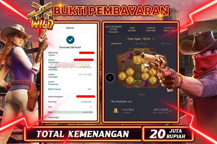 INDOWD JACKPOT SLOT WILD BOUNTY Rp20.000.000,- LUNAS