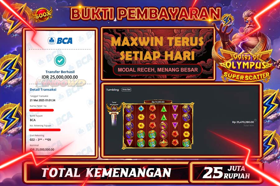 INDOWD JACKPOT SLOT GATES OF OLYMPUS SUPER Rp25.000.000,- LUNAS