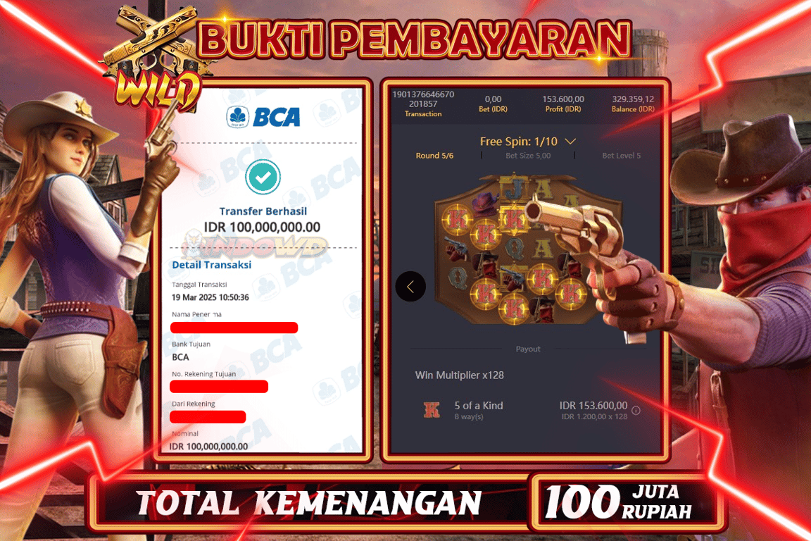 INDOWD JACKPOT SLOT WILD BOUNTY Rp.100.000.000,- LUNAS