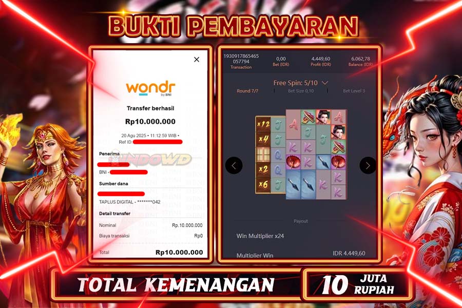 INDOWD JACKPOT SLOT GEISHA AVENGER Rp10.000.000,- LUNAS
