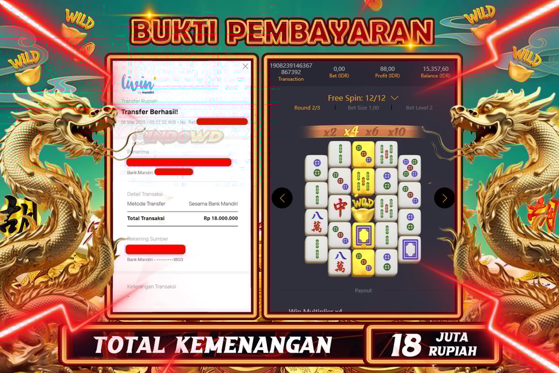 INDOWD JACKPOT SLOT MAHJONG WAYS 2 Rp18.000.000,- LUNAS