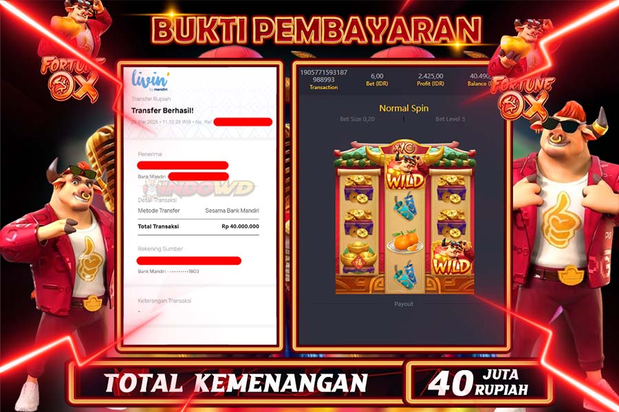 INDOWD JACKPOT SLOT FORTUNE OX Rp40.000.000,- LUNAS