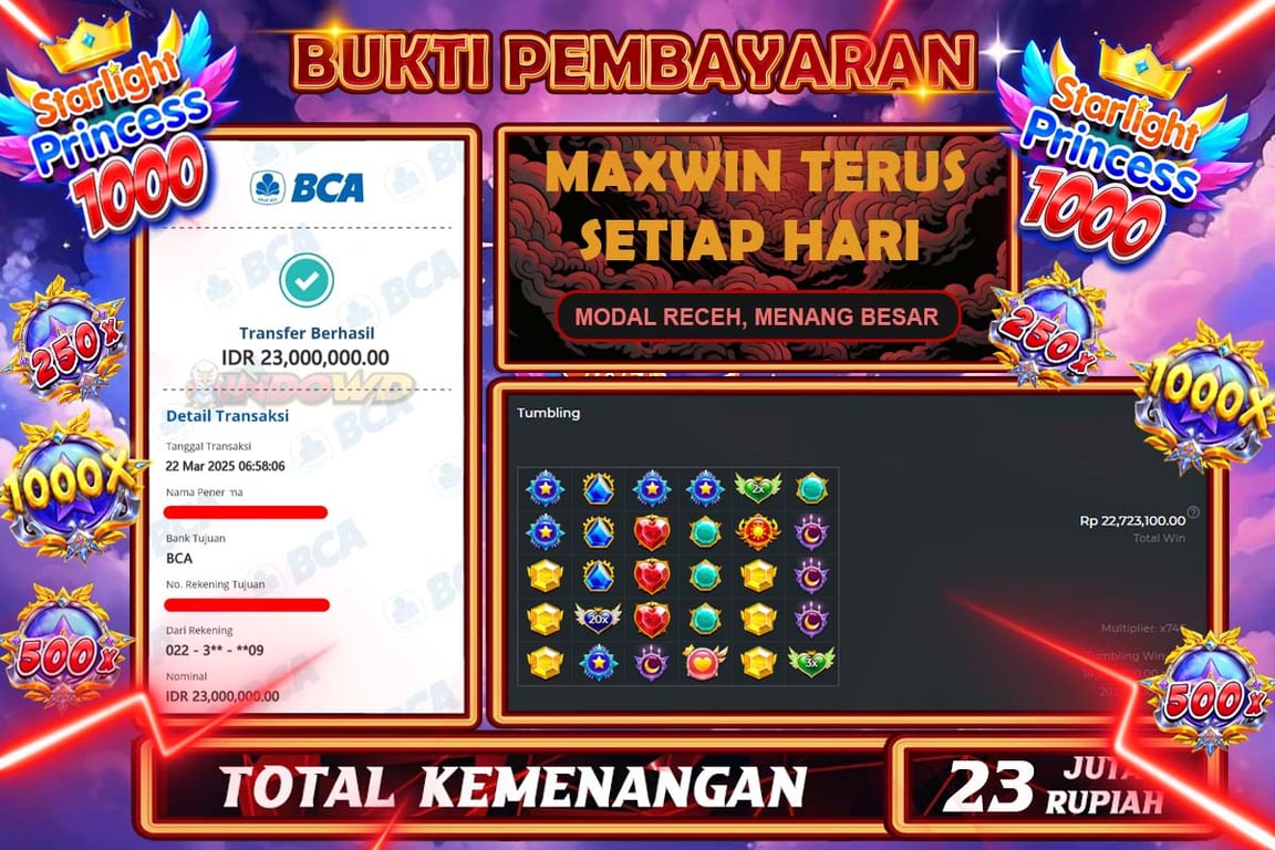 INDOWD JACKPOT SLOT STARLIGHT PRINCES 1000 Rp.23.000.000,- LUNAS
