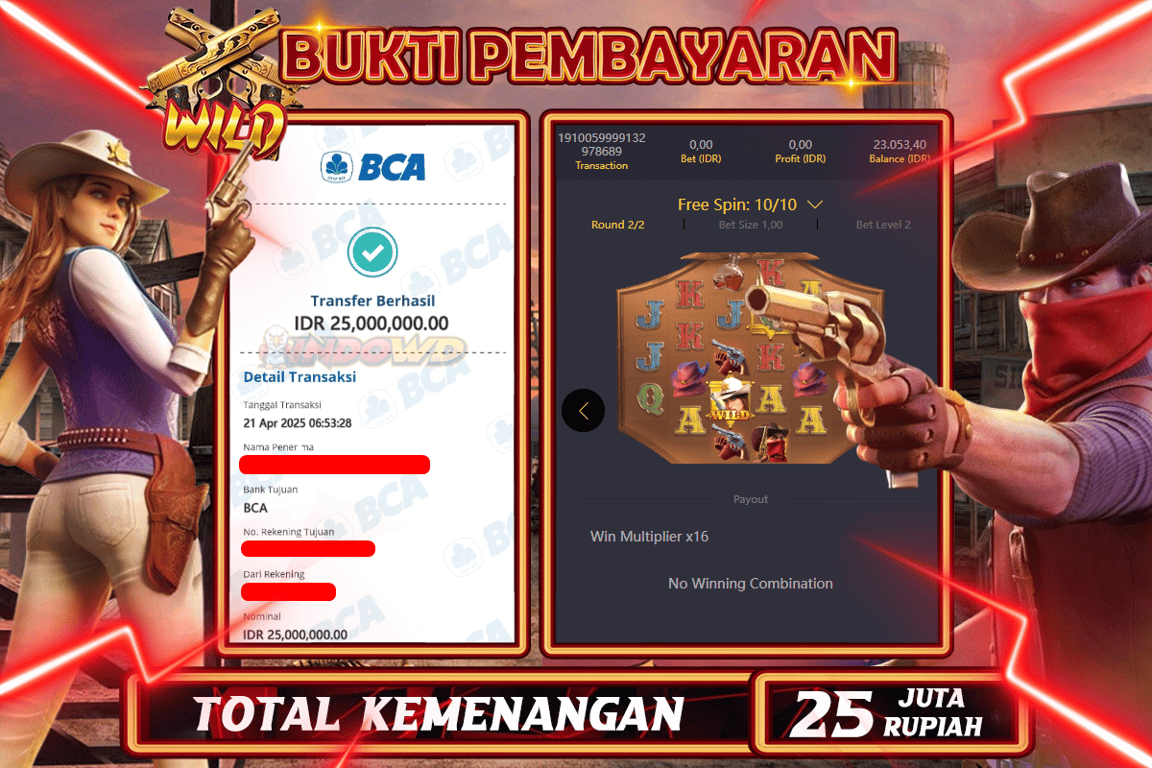 INDOWD JACKPOT SLOT WILD BOUNTY Rp25.000.000,- LUNAS