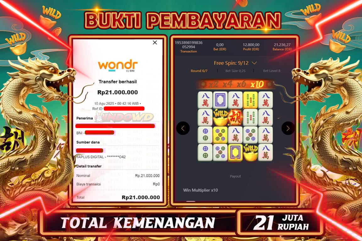 INDOWD JACKPOT SLOT MAHJONG WAYS 2 Rp21.000.000,- LUNAS