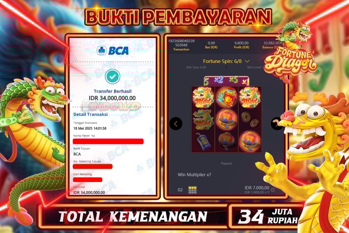 INDOWD JACKPOT SLOT FORTUNE DRAGON  Rp34.000.000,- LUNAS
