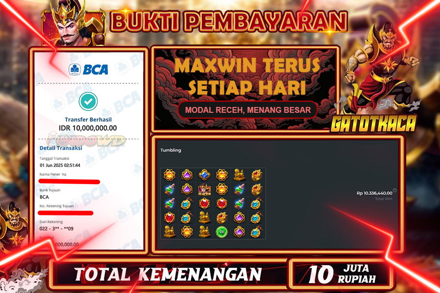 INDOWD JACKPOT SLOT GATES OF GATOTKACA 1000 Rp10.000.000,- LUNAS
