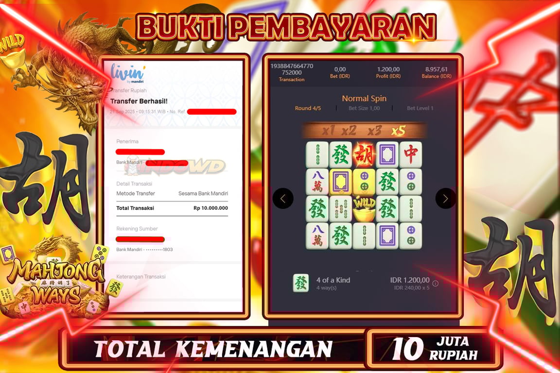 INDOWD JACKPOT SLOT MAHJONG WAYS 1 Rp10.000.000,- LUNAS