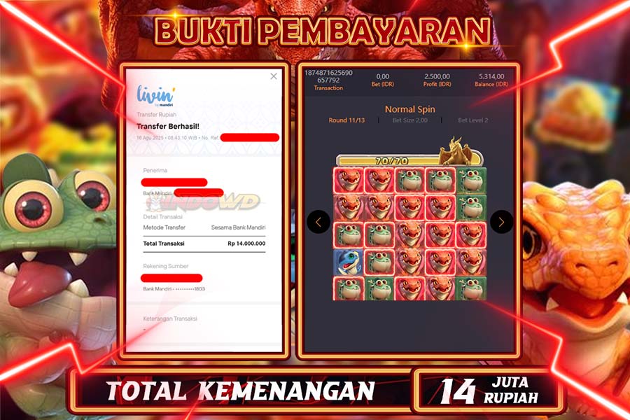 INDOWD JACKPOT SLOT DRAGON HATCH Rp14.000.000,- LUNAS