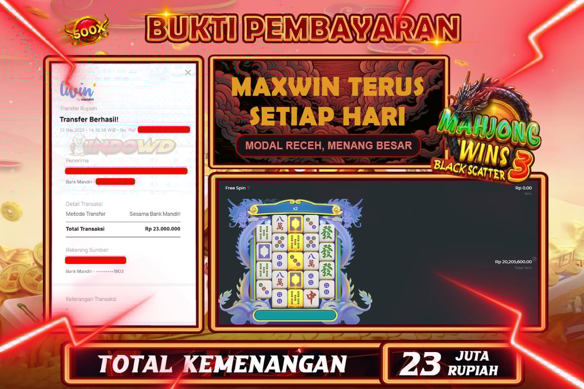 INDOWD JACKPOT SLOT MAHJONG WINS 3 BLACK SCATTER Rp23.000.000,- LUNAS