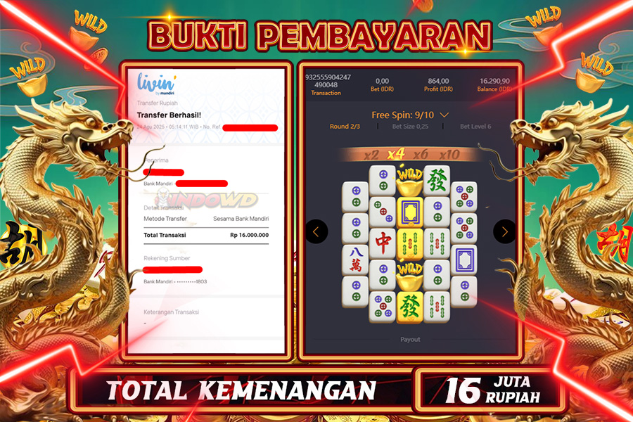 INDOWD JACKPOT SLOT MAHJONG WAYS 2 1000 Rp16.000.000,- LUNAS