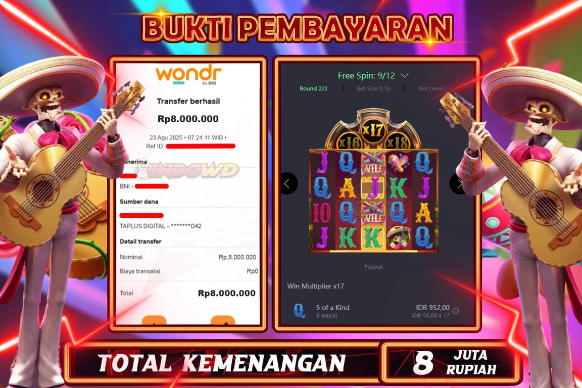 INDOWD JACKPOT SLOT WILD BANDITO Rp8.000.000,- LUNAS