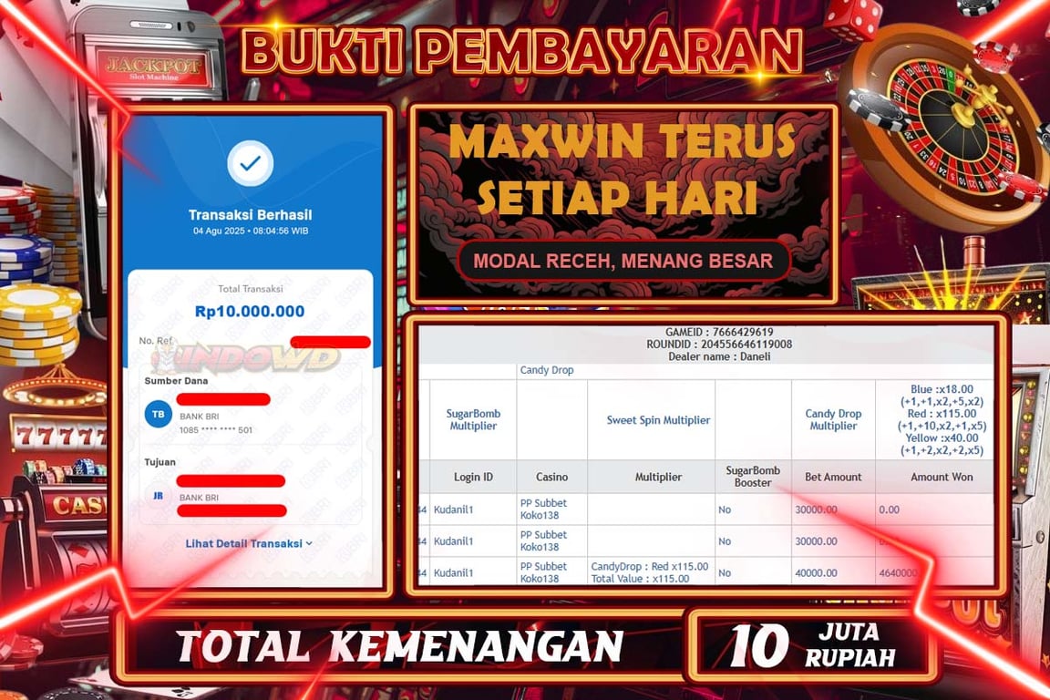 INDOWD JACKPOT BACARAT Rp10.000.000,- LUNAS