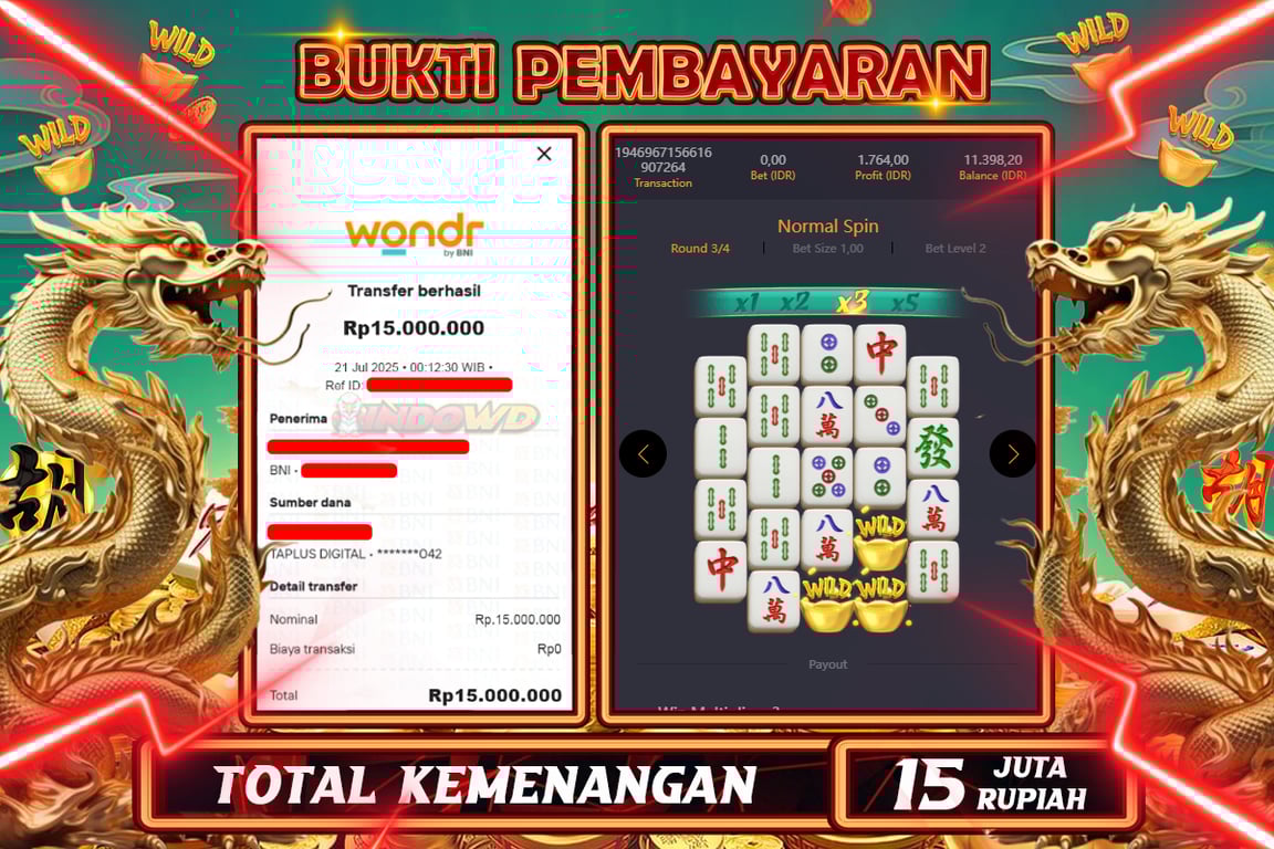 INDOWD JACKPOT SLOT MAHJONG WAYS 2 Rp15.000.000,- LUNAS