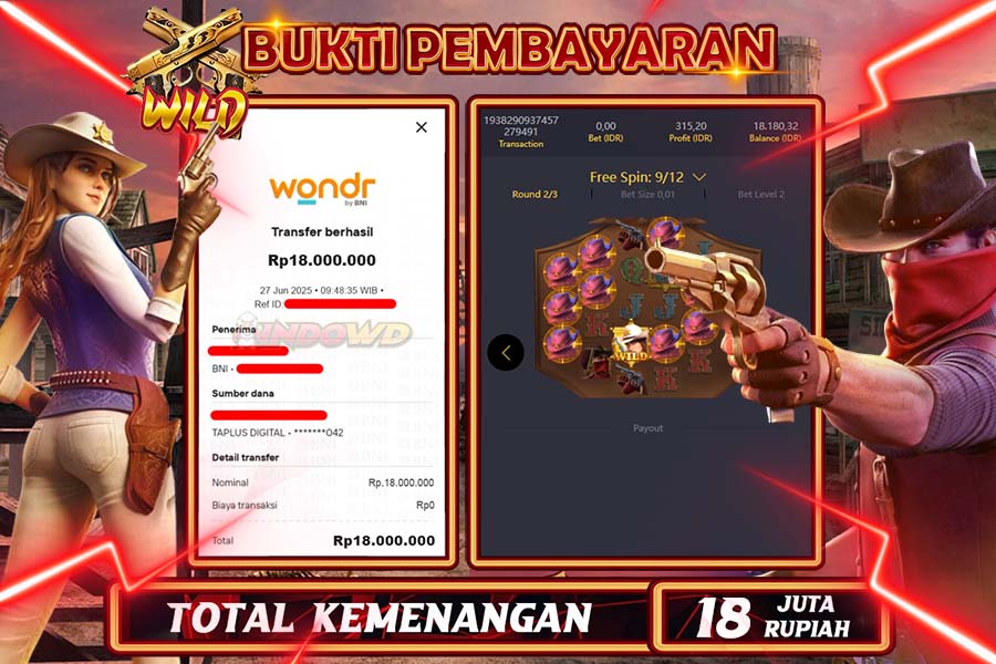 INDOWD JACKPOT SLOT WILD BOUNTY Rp18.000.000,- LUNAS