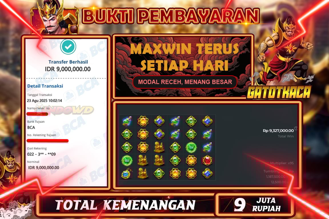 INDOWD JACKPOT SLOT GATE OF GATOTKACA Rp9.000.000,- LUNAS