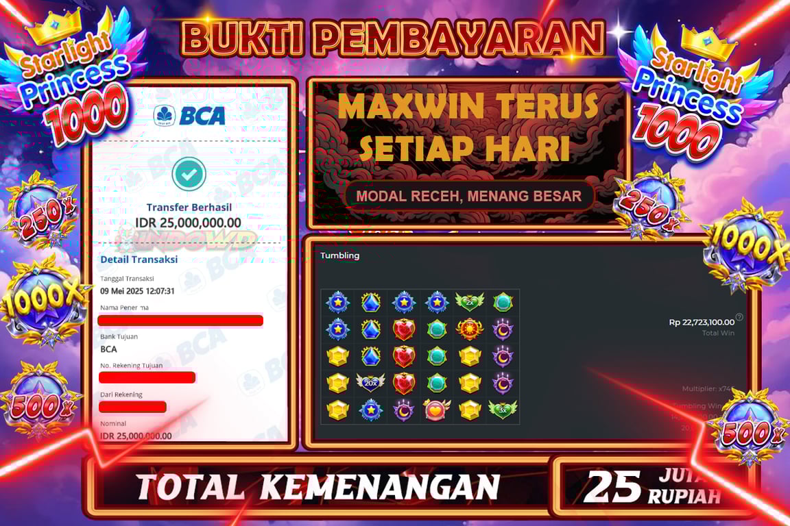 INDOWD JACKPOT SLOT STARLIGHT PRINCESS 1000  Rp25.000.000,- LUNAS