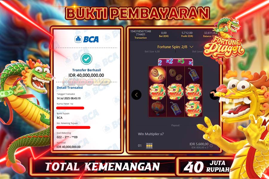 INDOWD JACKPOT SLOT FORTUNE DRAGON  Rp40.000.000,- LUNAS