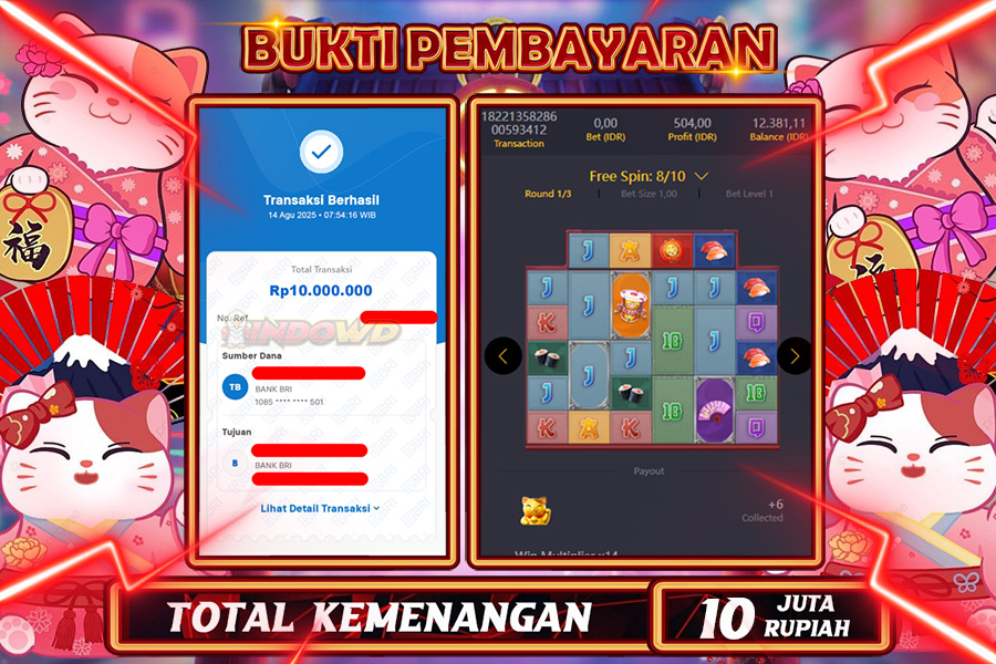 INDOWD JACKPOT SLOT LUCKY NEKO  Rp10.000.000,- LUNAS