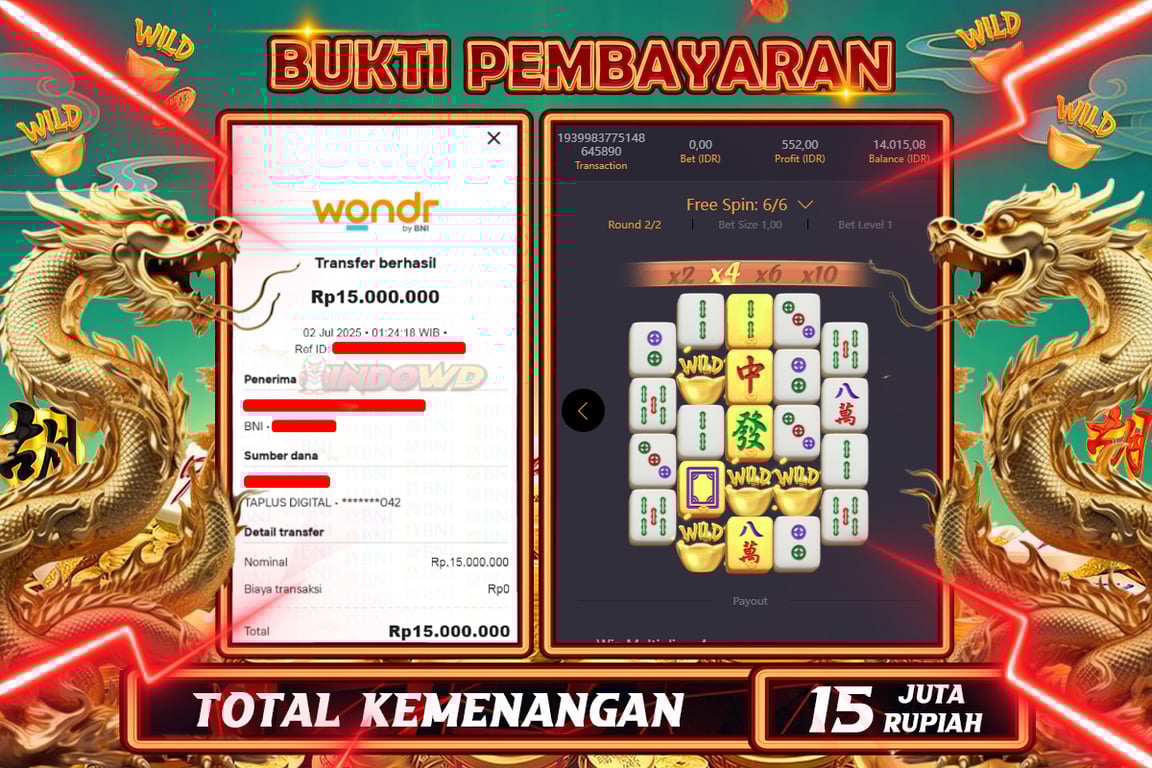 INDOWD JACKPOT SLOT MAHJONG WAYS 2 Rp15.000.000,- LUNAS