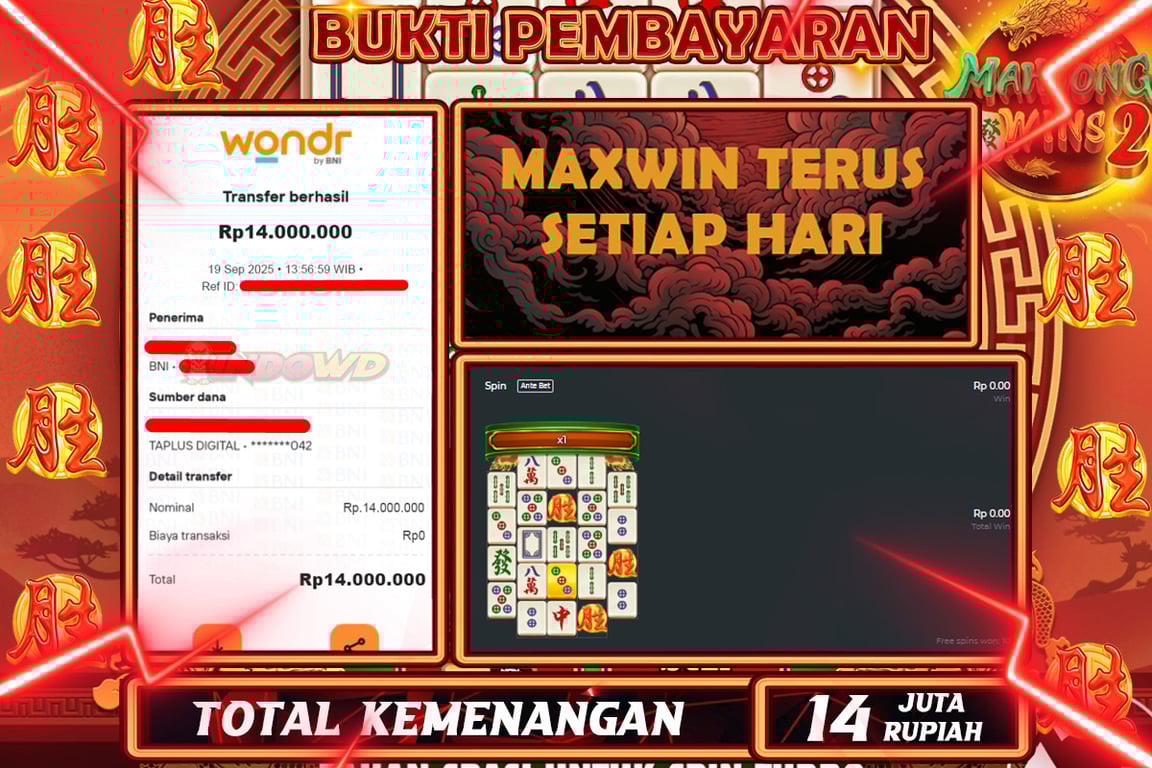 INDOWD JACKPOT SLOT MAHJONG WINS 2 Rp14.000.000,- LUNAS