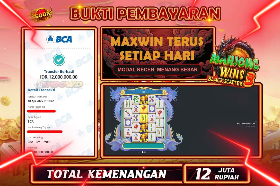 INDOWD JACKPOT SLOT MAHJONG WINS 3 BLACK SCATER Rp12.000.000,- LUNAS