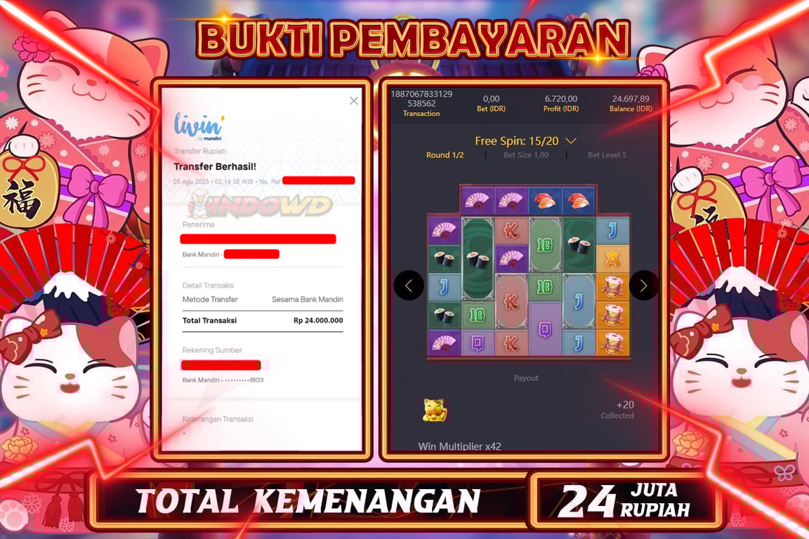 INDOWD JACKPOT SLOT LUCKY NEKO Rp24.000.000,- LUNAS
