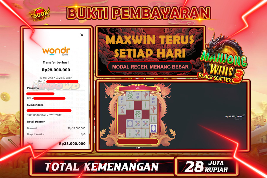 INDOWD JACKPOT SLOT MAHJONG WINS 3 BLACK SCATTER Rp.28.000.000,- LUNAS