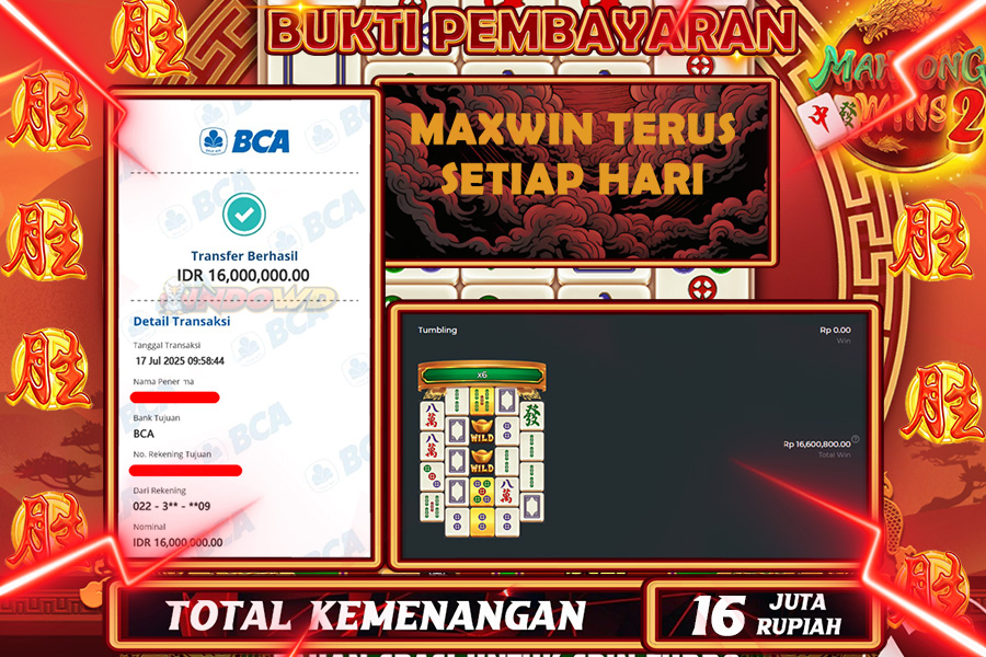 INDOWD JACKPOT SLOT MAHJONG WINS 2 Rp16.000.000,- LUNAS