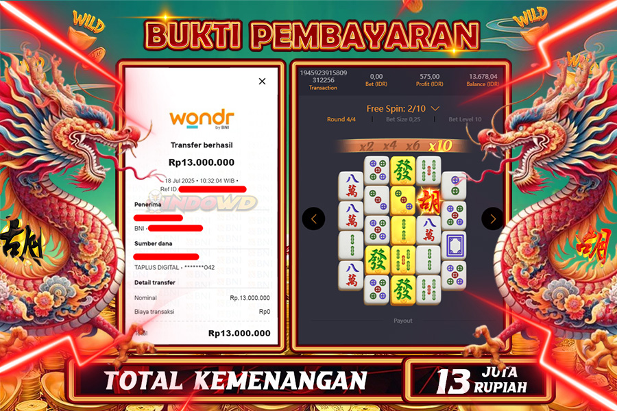 INDOWD JACKPOT SLOT MAHJONG WAYS 2 Rp13.000.000,- LUNAS
